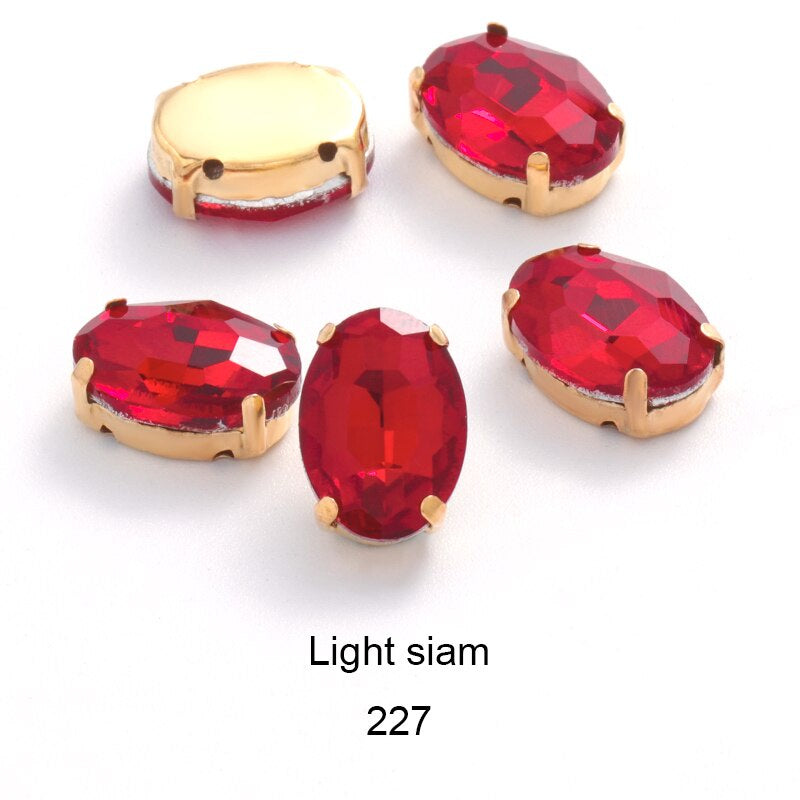 50pcs 6*8mm/8*10mm Oval Glass Rhinestones with Clawed Sewn Crystal Strass Diamond Clothes Rhinestones DIY