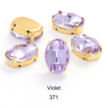 50pcs 6*8mm/8*10mm Oval Glass Rhinestones with Clawed Sewn Crystal Strass Diamond Clothes Rhinestones DIY
