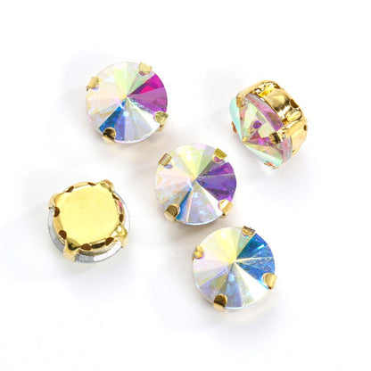 10/12mm Round Glass Rhinestones With Claw Sew On Crystal Stone Strass Diamond For Clothes Needlework DIY