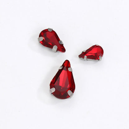 20pcs 5x8/6x10mm Drop Crystal Stone With silver bottom Rhinestone for Sewing on Clothes Sewn on Rhinestone for Needlework