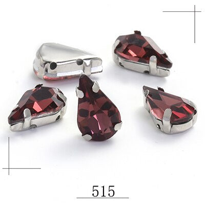 20pcs 5x8/6x10mm Drop Crystal Stone With silver bottom Rhinestone for Sewing on Clothes Sewn on Rhinestone for Needlework