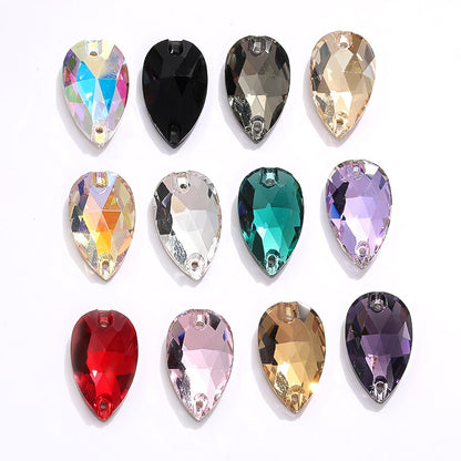 7 * 12Mm water drop flat buckle handmade perforated hand sewn drill clothing accessories high-grade rhinestone water drop hand sewn stone