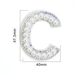 TonyBead 26 English Alphabet A-Z Pearl Letter Patches Rhinestone Patch Sewing On Patches Stripe Badge DIY Name