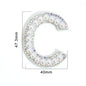 TonyBead 26 English Alphabet A-Z Pearl Letter Patches Rhinestone Patch Sewing On Patches Stripe Badge DIY Name