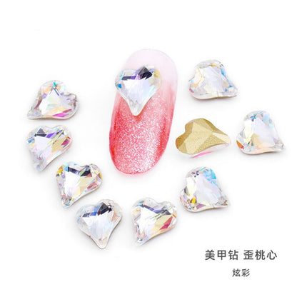 10pcs Rhinestones Nails Accessories Hearts Glass Parts Supplies Luxury Nail sticker Zircon Wholesale Crystals Glitters Jewelry