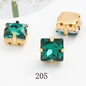 8/10mm 50PCS Square Shape Glass Rhinestones with Golden Claw Sew on Crystal Stone for Clothes Decoration Dress