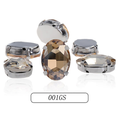 6*8/8*10mm Oval Shape Glass Rhinestones With Silver Sew On Crystal Stone Strass Diamond For Clothes Dress