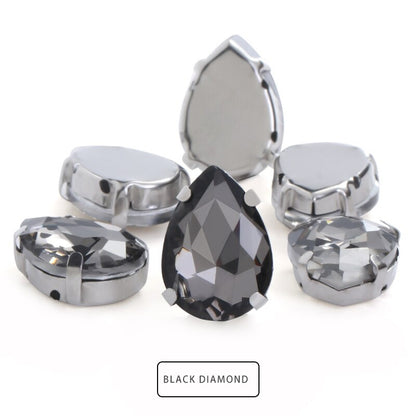 Drop Shape Glass Rhinestones With Claw White K Metal Base Buckle Sew On Crystal Stone Strass Diamond Rhinestones For Needlework
