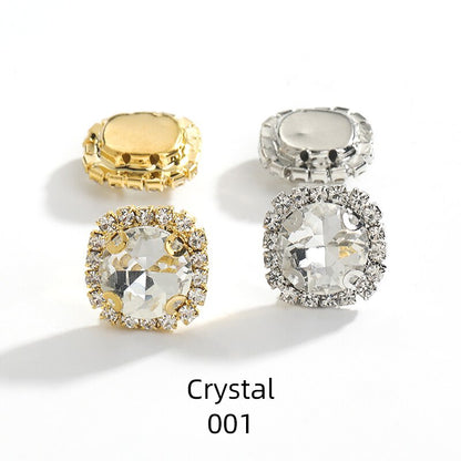 10pcs Gemstone Flower Rhinestone Round Crystal Pointback Strass Jewerlry Stone With Claw DIY Sewing Buttons In Clothes