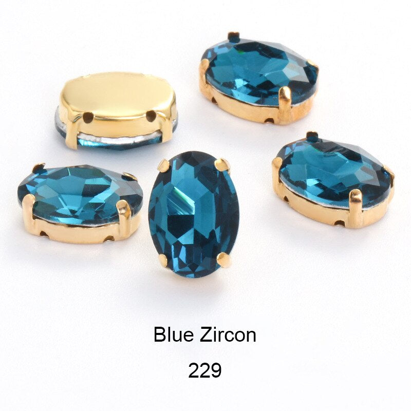 50pcs 6*8mm/8*10mm Oval Glass Rhinestones with Clawed Sewn Crystal Strass Diamond Clothes Rhinestones DIY