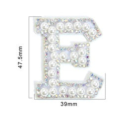 TonyBead 26 English Alphabet A-Z Pearl Letter Patches Rhinestone Patch Sewing On Patches Stripe Badge DIY Name