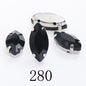 Yichuan  Horse Eye Navette Point Back Stones Metal Base Decorations For Clothes Sewn Rhinestones for Needlework Wedding Dress Crystal Jewelry for Crafts