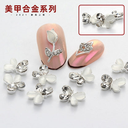New Designs Ppearl Nail Art Salon Supplies Zircon Diy 3d Metal Alloy Nail Art Charms Stickers