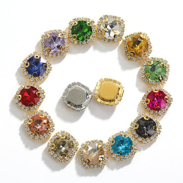 10pcs Gemstone Flower Rhinestone Round Crystal Pointback Strass Jewerlry Stone With Claw DIY Sewing Buttons In Clothes