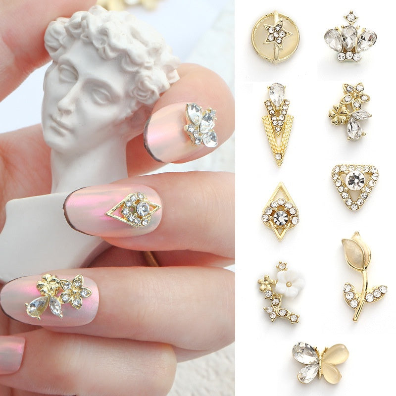 3D Nail Art 2pcs Alloy Kawaii Colorful Design Alloy Accessories Rhinestone Nail Charm