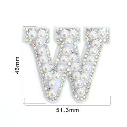 TonyBead 26 English Alphabet A-Z Pearl Letter Patches Rhinestone Patch Sewing On Patches Stripe Badge DIY Name