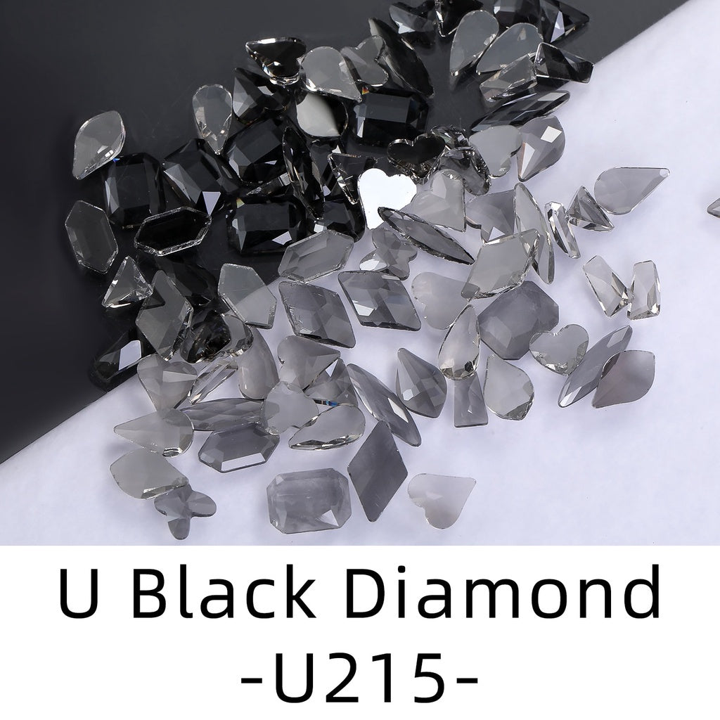 50pcs Flat Back Crystal Nail Parts Hearts 50 Pieces 3D Glass Rhinestones for Needlework Decoration Glitter Gems Design Fac