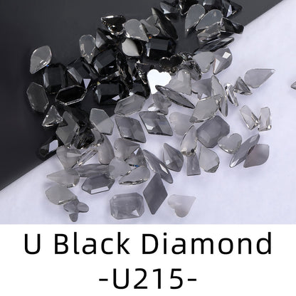 50pcs Flat Back Crystal Nail Parts Hearts 50 Pieces 3D Glass Rhinestones for Needlework Decoration Glitter Gems Design Fac