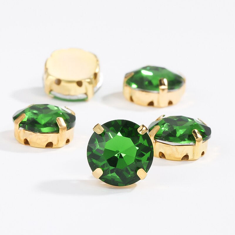 8/10mm 50pcs Round Rhinestones With Golden Claw for Dress Sew On Crystal Stone for Crafts Rhinestones Embellishments