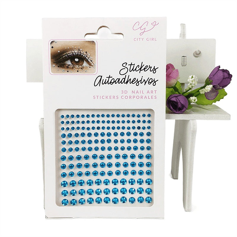 Cross-Border Hot Sell Face Rhinestone Diamond Sticker Eyebrow Eye Pad Forehead Face Decoration Acrylic Crystal Sticker Party Diamond Sticker