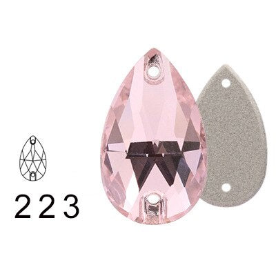 11 * 18Mm water drop flat buckle handmade perforated hand sewn drill clothing accessories high-grade rhinestone water drop hand sewn stone