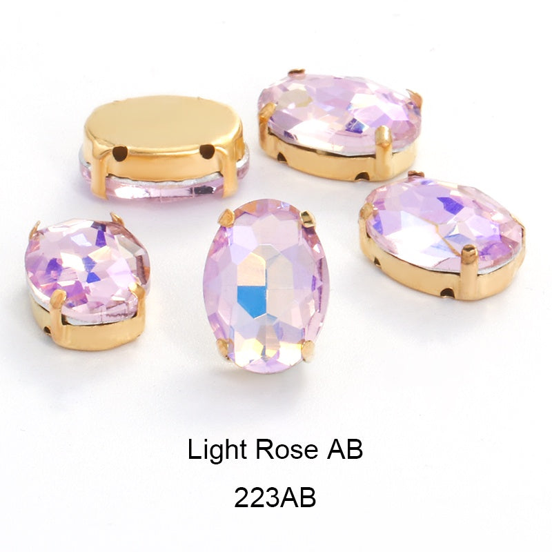30pcs Oval Shape Glass Rhinestones10*14mm With Claw Sew On Crystal Stone Strass Diamond For Clothes Rhinestones For Needlework