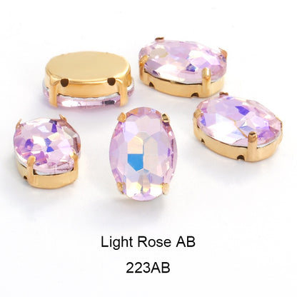 30pcs Oval Shape Glass Rhinestones10*14mm With Claw Sew On Crystal Stone Strass Diamond For Clothes Rhinestones For Needlework