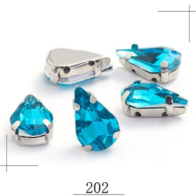 20pcs 5x8/6x10mm Drop Crystal Stone With silver bottom Rhinestone for Sewing on Clothes Sewn on Rhinestone for Needlework