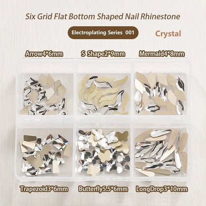 TonyBead 6Grid Blingbox Rhinestones On Nails Stone Set All Shaped Hybrid Manicure Jewelry Nail Glitter Kawaii Charm DIY Japanese Nail Art，kuku