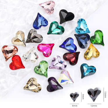 10pcs Rhinestones Nails Accessories Hearts Glass Parts Supplies Luxury Nail sticker Zircon Wholesale Crystals Glitters Jewelry