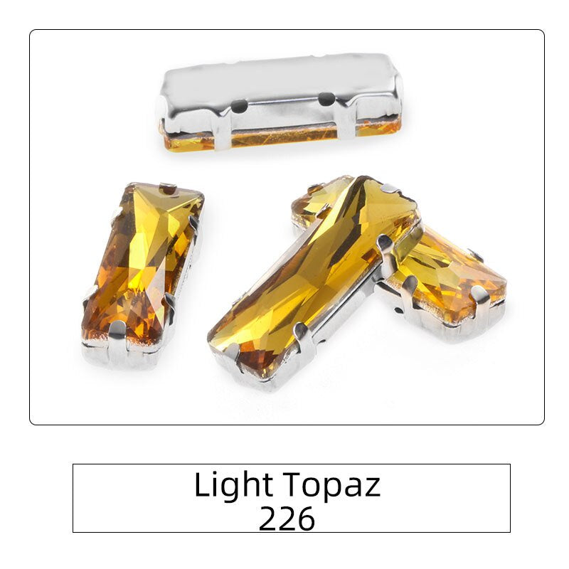 Rectangle 5x10 5x15 7x21mm Glass Crystal Sew On Rhinestones With Silver Claw Handicrafts Glitter Stones For Dress Beeds