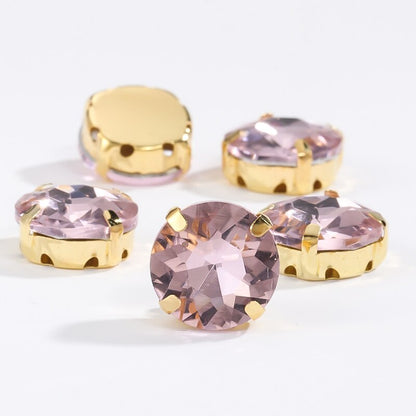 8/10mm 50pcs Round Rhinestones With Golden Claw for Dress Sew On Crystal Stone for Crafts Rhinestones Embellishments