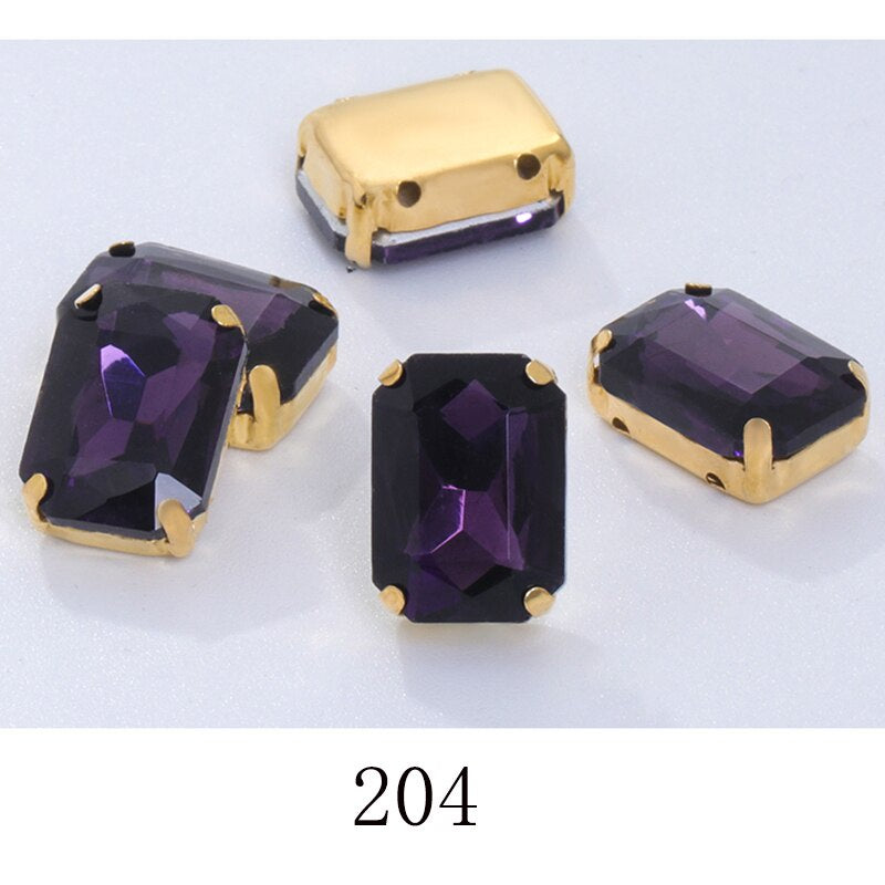 Rectangle Shape 10X14 13X18mm Glass Rhinestones With Claw Sew On Stone Strass Diamond For Clothes Rhinestones for Crystal Crafts