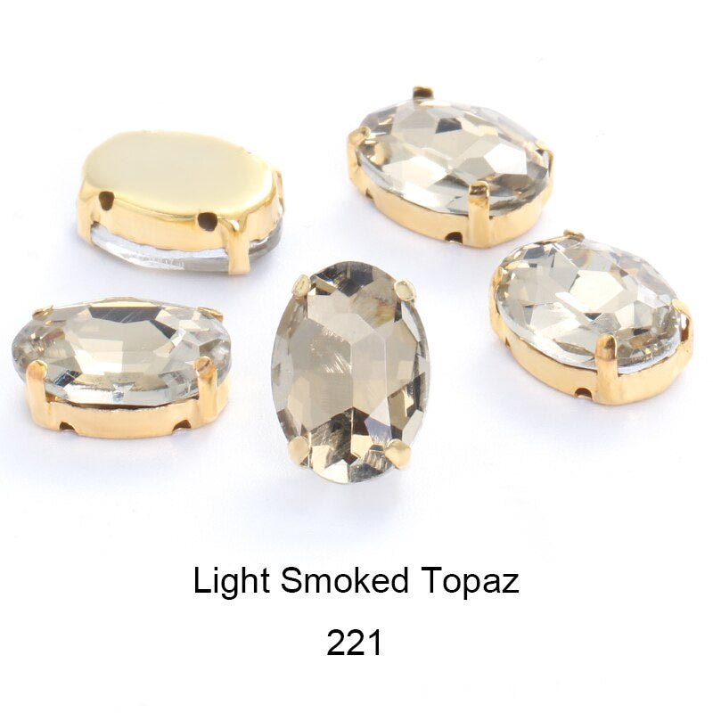 50pcs 6*8mm/8*10mm Oval Glass Rhinestones with Clawed Sewn Crystal Strass Diamond Clothes Rhinestones DIY