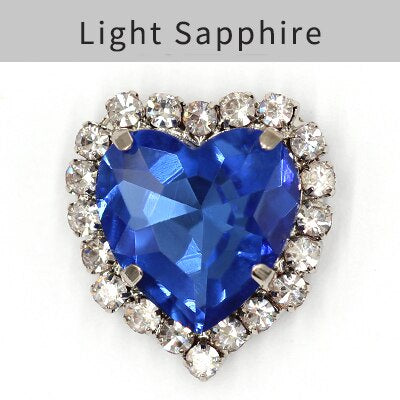 TonyBead kuku logam yang digunakan pada pakaian,heart Shape Glass Rhinestones With Claw Sew On Crystal Stone Metal Base Buckle For Clothes Strass Diamond Sewn Rhinestones
