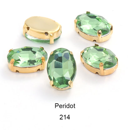 30pcs Oval Shape Glass Rhinestones10*14mm With Claw Sew On Crystal Stone Strass Diamond For Clothes Rhinestones For Needlework