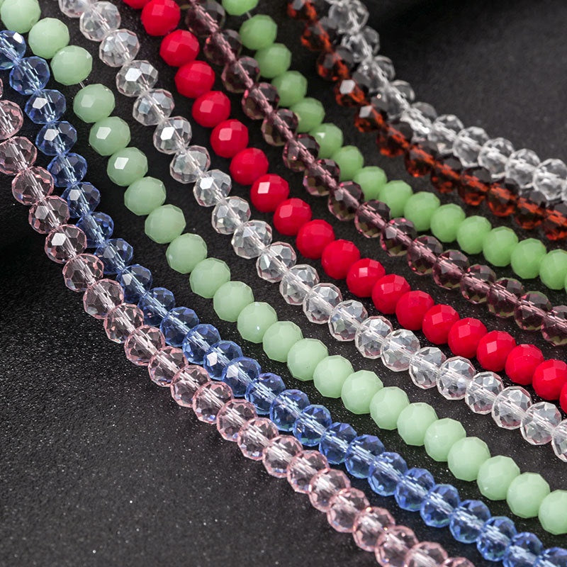 6/8mm Flat Crystal Glass Beads DIY Hand String Necklace Accessories