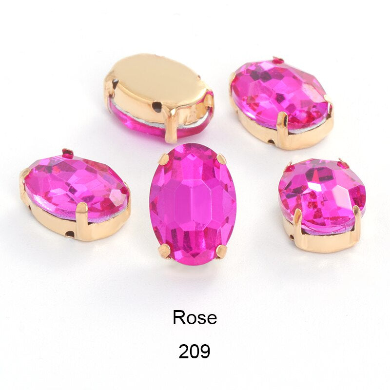 50pcs 6*8mm/8*10mm Oval Glass Rhinestones with Clawed Sewn Crystal Strass Diamond Clothes Rhinestones DIY