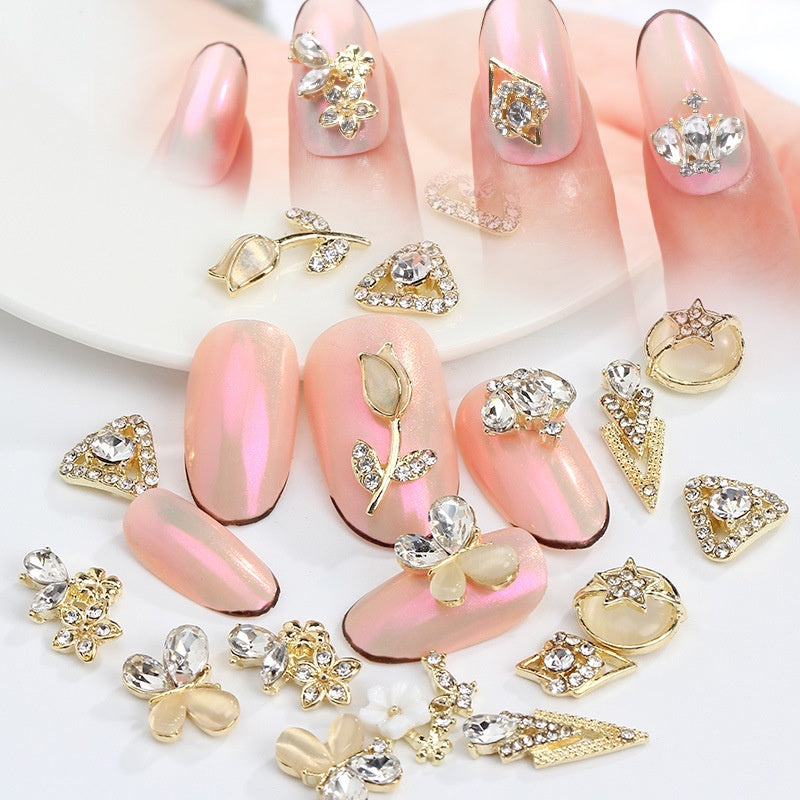 3D Nail Art 2pcs Alloy Kawaii Colorful Design Alloy Accessories Rhinestone Nail Charm