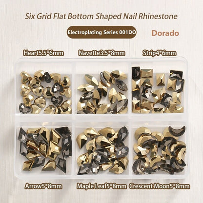 TonyBead 6Grid Blingbox Rhinestones On Nails Stone Set All Shaped Hybrid Manicure Jewelry Nail Glitter Kawaii Charm DIY Japanese Nail Art，kuku