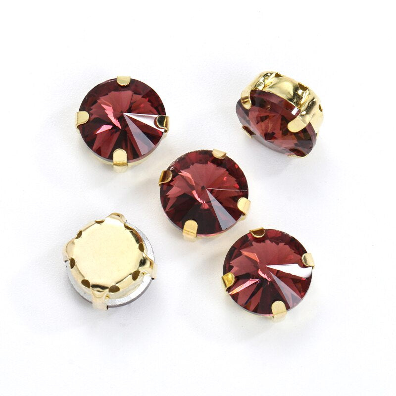 10/12mm Round Glass Rhinestones With Claw Sew On Crystal Stone Strass Diamond For Clothes Needlework DIY