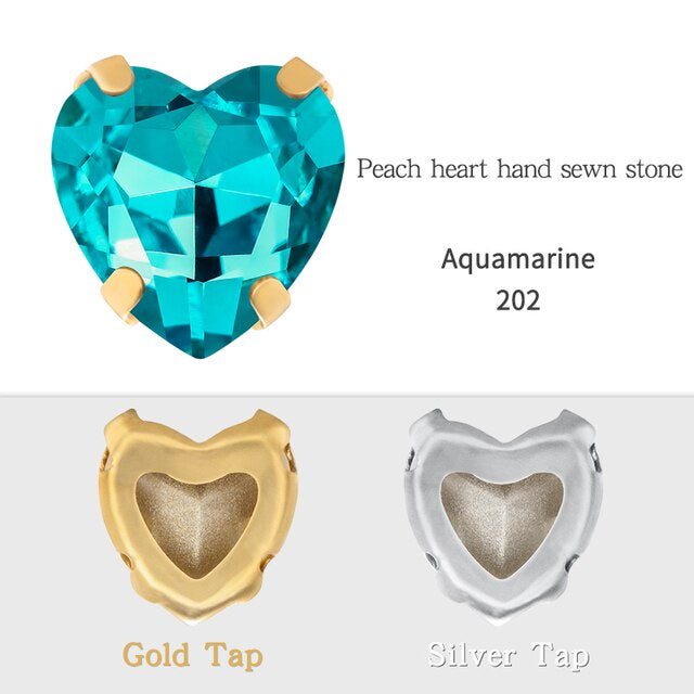 Heart Shape Glass Pointback K9 Crystal with Gold Bottom Sew on Rhinestone DIY Clothing Decoration