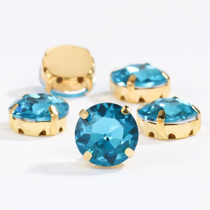 8/10mm 50pcs Round Rhinestones With Golden Claw for Dress Sew On Crystal Stone for Crafts Rhinestones Embellishments