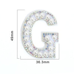 TonyBead 26 English Alphabet A-Z Pearl Letter Patches Rhinestone Patch Sewing On Patches Stripe Badge DIY Name