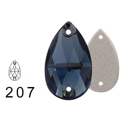 7 * 12Mm water drop flat buckle handmade perforated hand sewn drill clothing accessories high-grade rhinestone water drop hand sewn stone