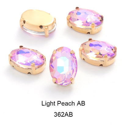 30pcs Oval Shape Glass Rhinestones10*14mm With Claw Sew On Crystal Stone Strass Diamond For Clothes Rhinestones For Needlework