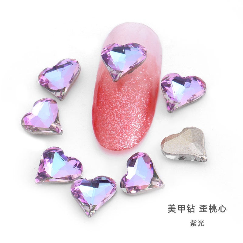 10pcs Rhinestones Nails Accessories Hearts Glass Parts Supplies Luxury Nail sticker Zircon Wholesale Crystals Glitters Jewelry