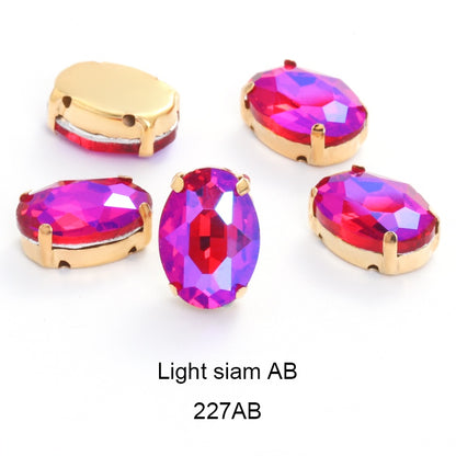 30pcs Oval Shape Glass Rhinestones10*14mm With Claw Sew On Crystal Stone Strass Diamond For Clothes Rhinestones For Needlework