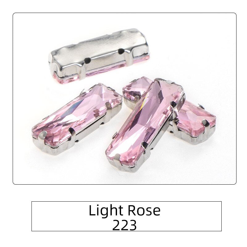 Rectangle 5x10 5x15 7x21mm Glass Crystal Sew On Rhinestones With Silver Claw Handicrafts Glitter Stones For Dress Beeds
