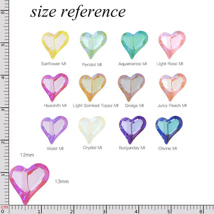 tony bead MI Series Heart Shaped Shiny Crystal Loose Rhinestones K9 Glass Strass Crystal Glue on Clothing Crafts Jewelry Beads